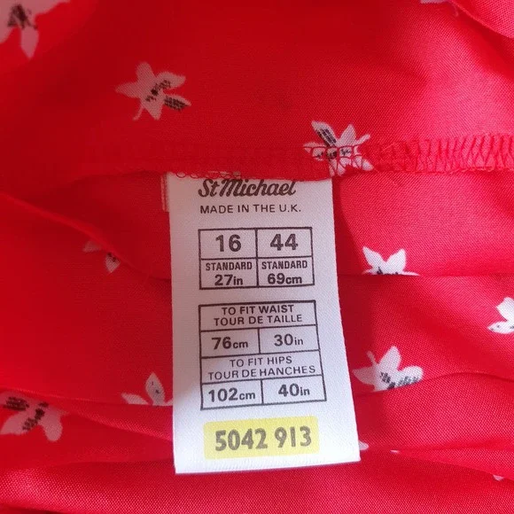 Size 12 Vintage Floral Pleated Elastic Waist Midi Skirt - Picture 4 of 5